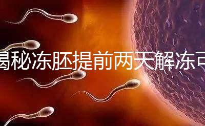 揭秘凍胚提前兩天解凍可不可以，有無影響看完有譜